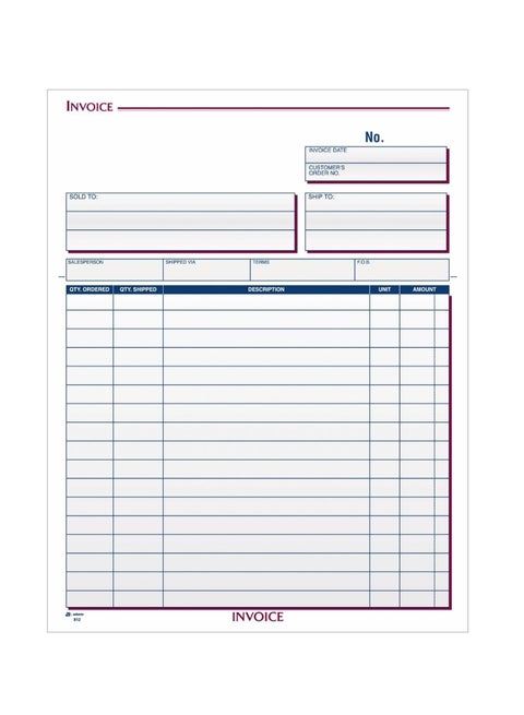 100-Piece Carbonless 3-Part Invoice Unit Set White/Canary/Pink