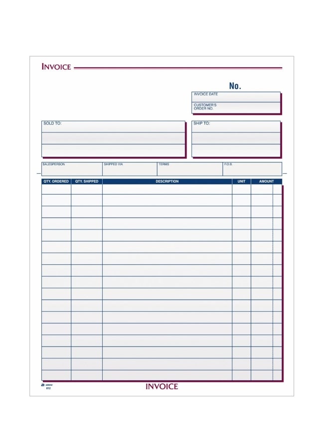 ADAMS 100-Piece Carbonless 3-Part Invoice Unit Set White/Canary/Pink 
