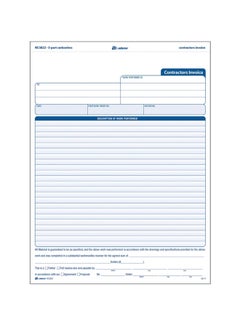100-Piece Carbonless 3-Part Contractor Invoice Forms White/Canary