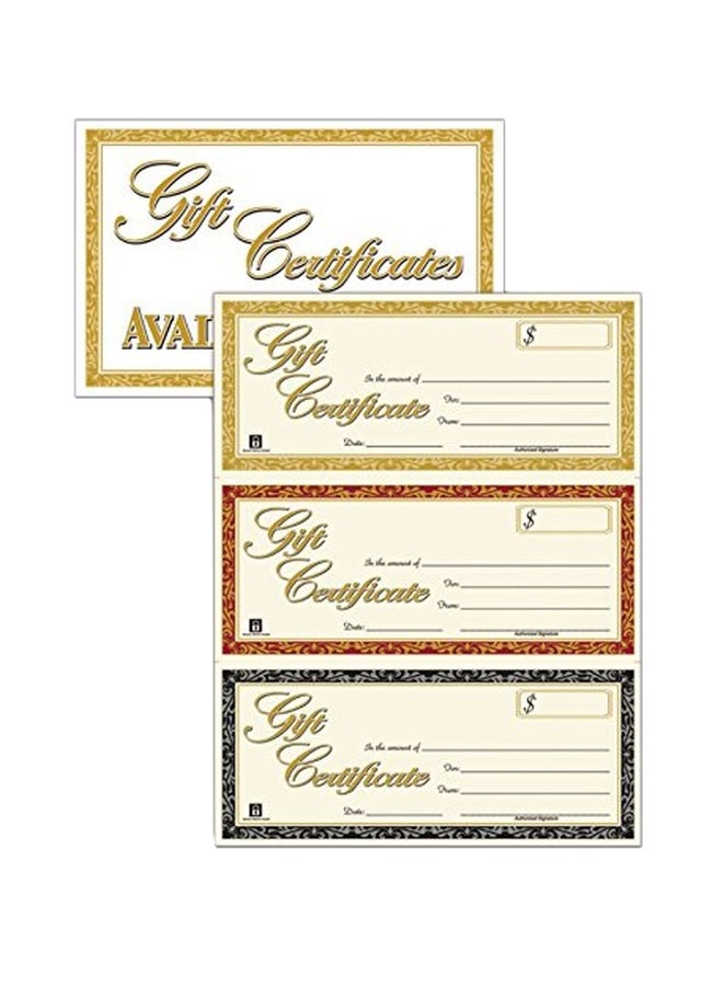 ADAMS 60-Piece Gift Certificates With Envelope Set Gold/Black/Red  - Image 1