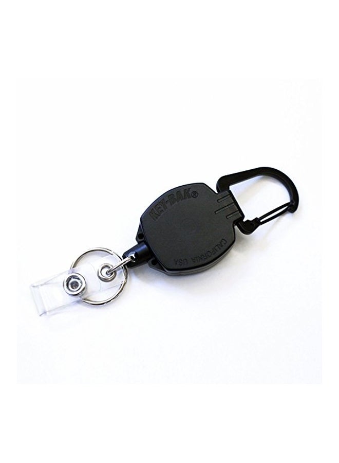 Key-Bak Sidekick Retractable I.D. Badge Reel With Key Holder, Kevlar Tether And Carabineer Black/Silver - Image 2