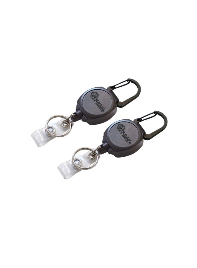 Key-Bak Pack Of 2 Sidekick Retractable I.D. Badge Reel With Key Holder Black - Image 1
