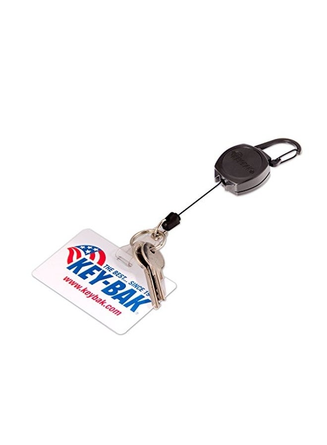 Key-Bak Sidekick Retractable I.D. Badge Reel With Key Holder, Kevlar Tether And Carabineer Black/Silver - Image 3