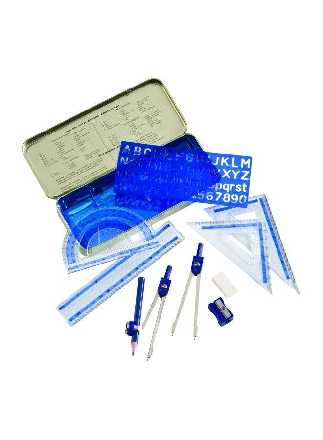 Alvin - 10-Piece Mathematical Instrument Set Blue/Silver - Image 1