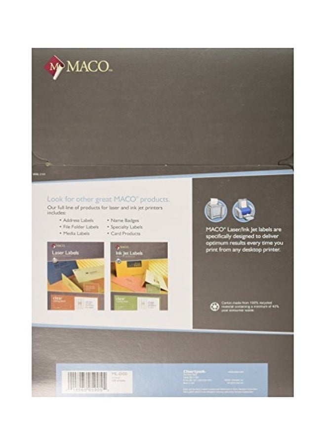 Maco - 100-Sheet Laser And Ink Jet Labels White - Image 1