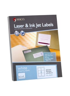 Maco 100-Sheet Laser And Ink Jet Labels White 