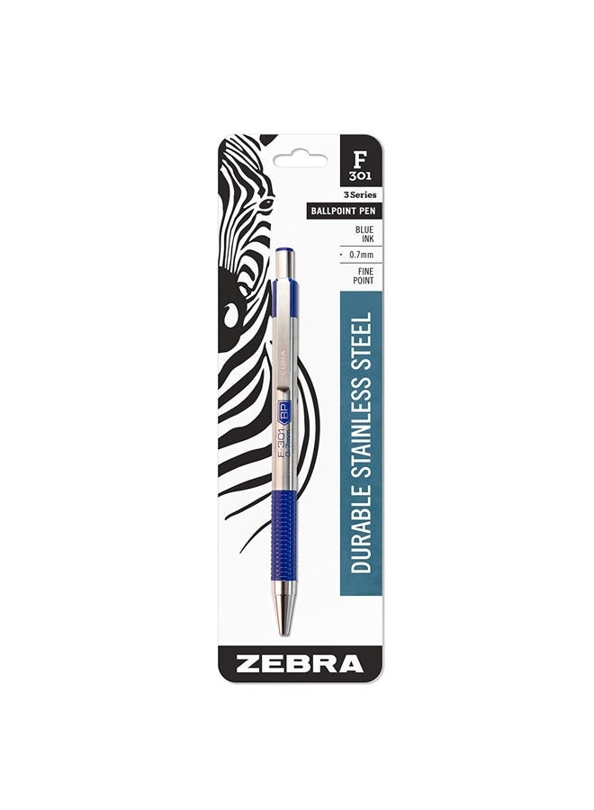 Zebra Pen 2-Piece Retractable Ballpoint Pen Silver/Blue  - Image 1