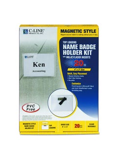 C-Line 20-Piece Magnetic Name Badge Kit Clear  - Image 1