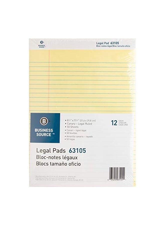 بيزنس سورس لوحة أوراق قانونية مسطرة - 12 قطعة أصفر/ابيض - Image 1