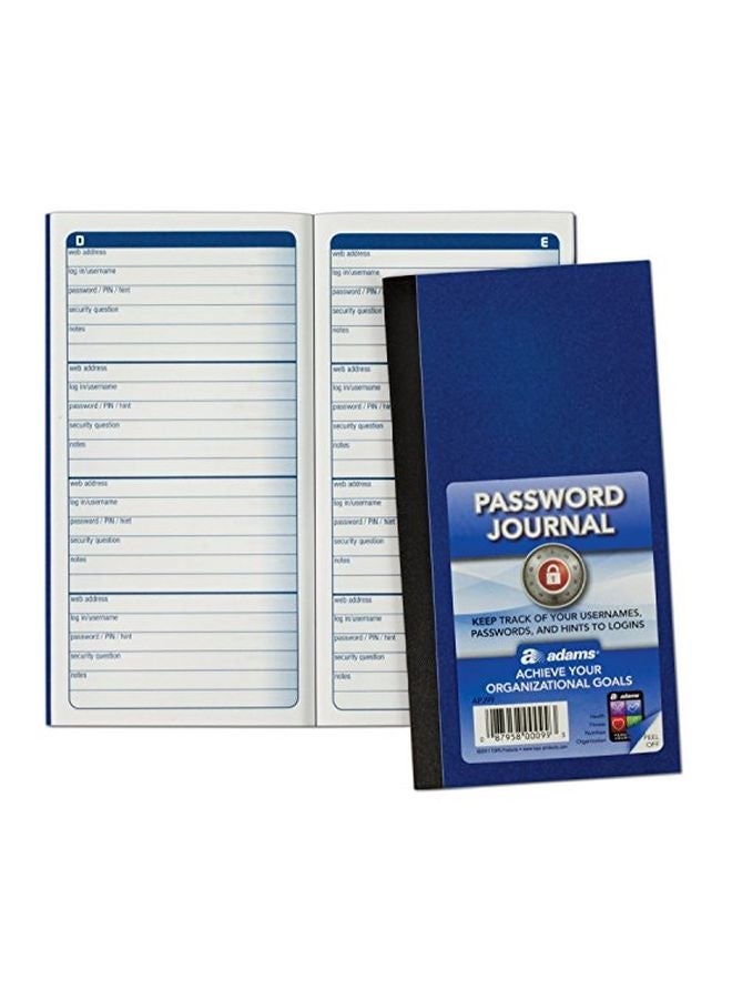 ADAMS 3-Piece Password Journal Set Blue/Black 