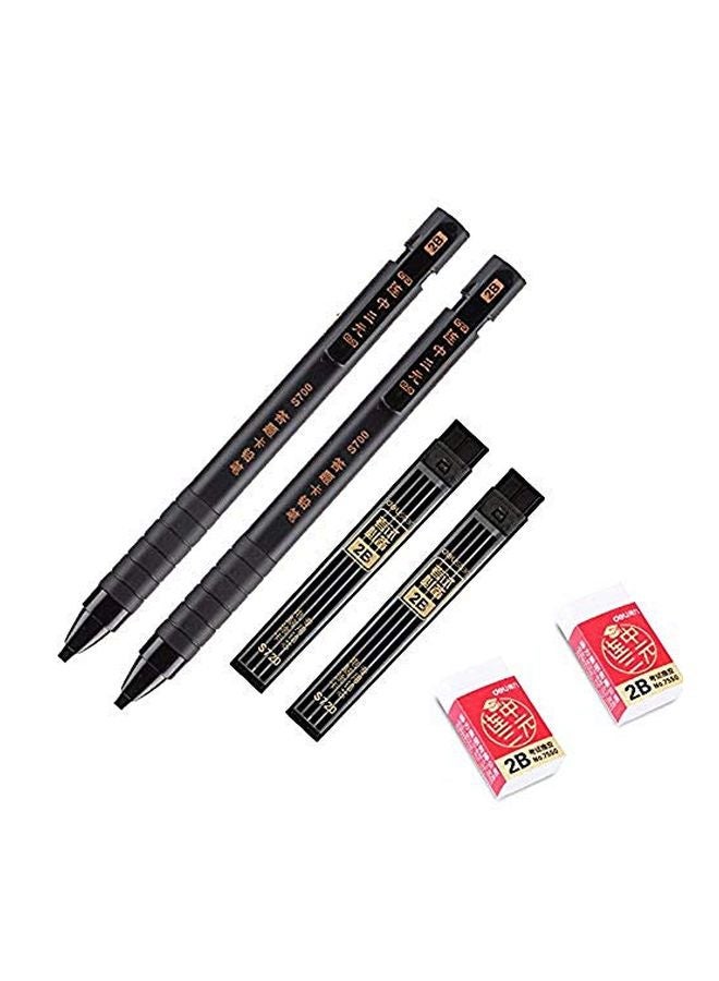 Deli 6-Piece Automatic Drafting Pencil Set Black - Image 1