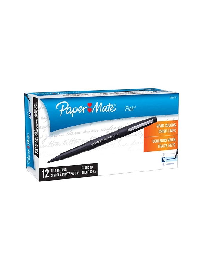 Paper Mate - 12-Piece Flair Felt Tip Pens Black - Image 1