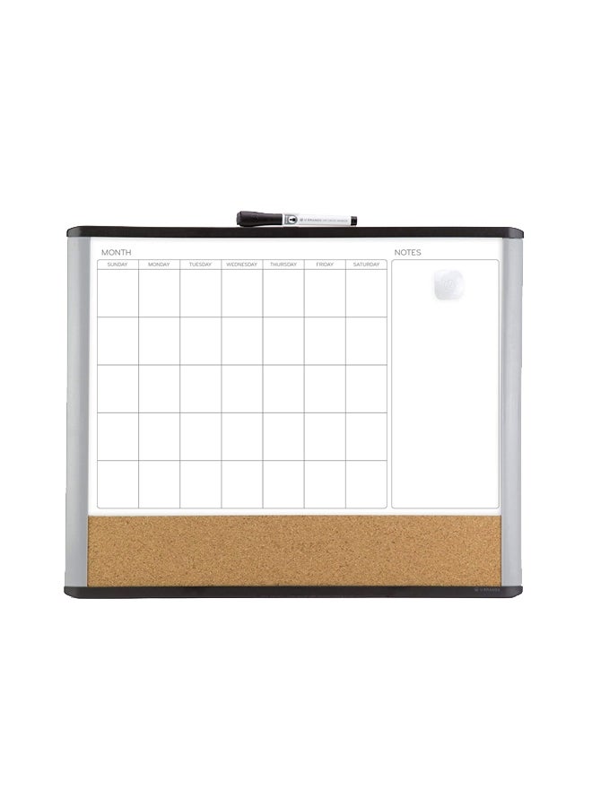 U Brands Magnetic Dry Erase Calendar Board White/Black/Grey  - Image 1