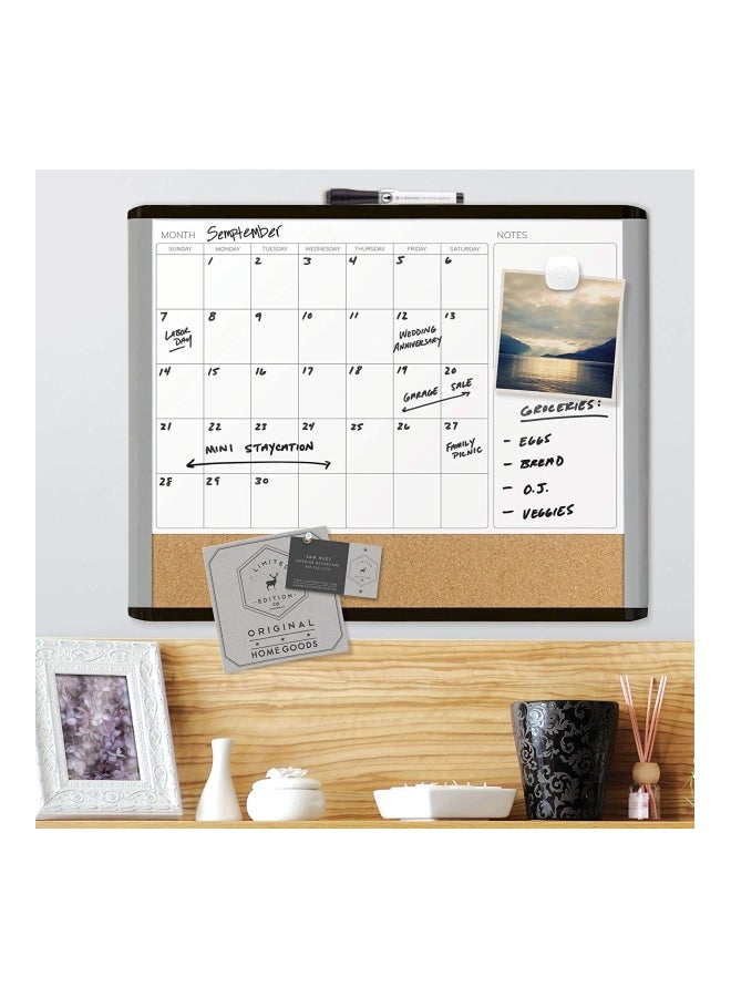 U Brands Magnetic Dry Erase Calendar Board White/Black/Grey  - Image 3
