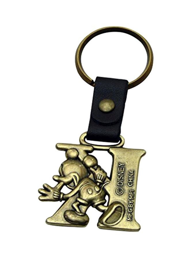 Disney Mickey Mouse Letter K Keychain Gold/Black  - Image 1