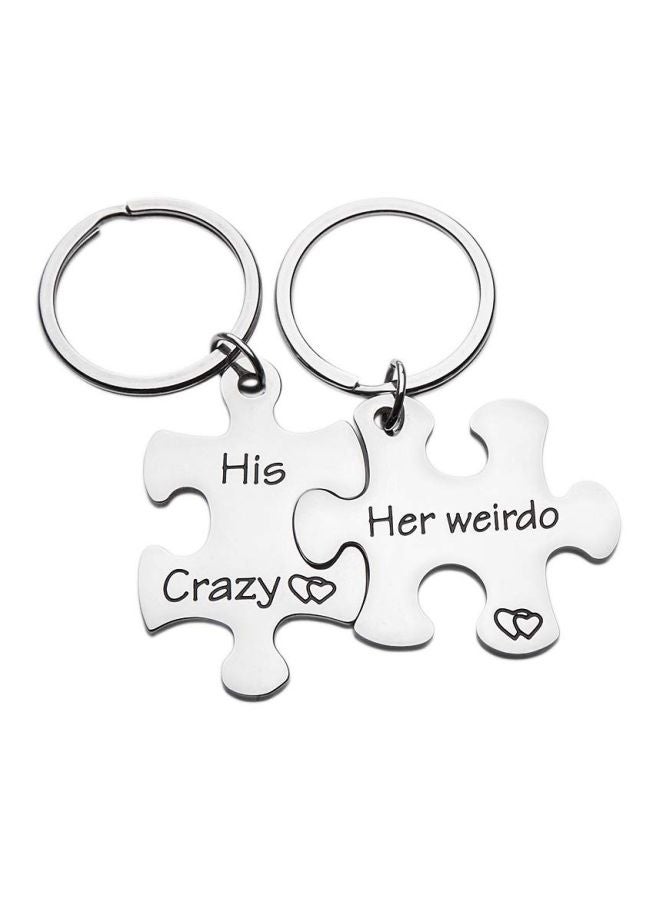 Fleure Esme Couples Keychain Set Silver/Black - Image 1
