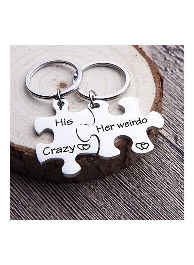 Fleure Esme Couples Keychain Set Silver/Black - Image 2