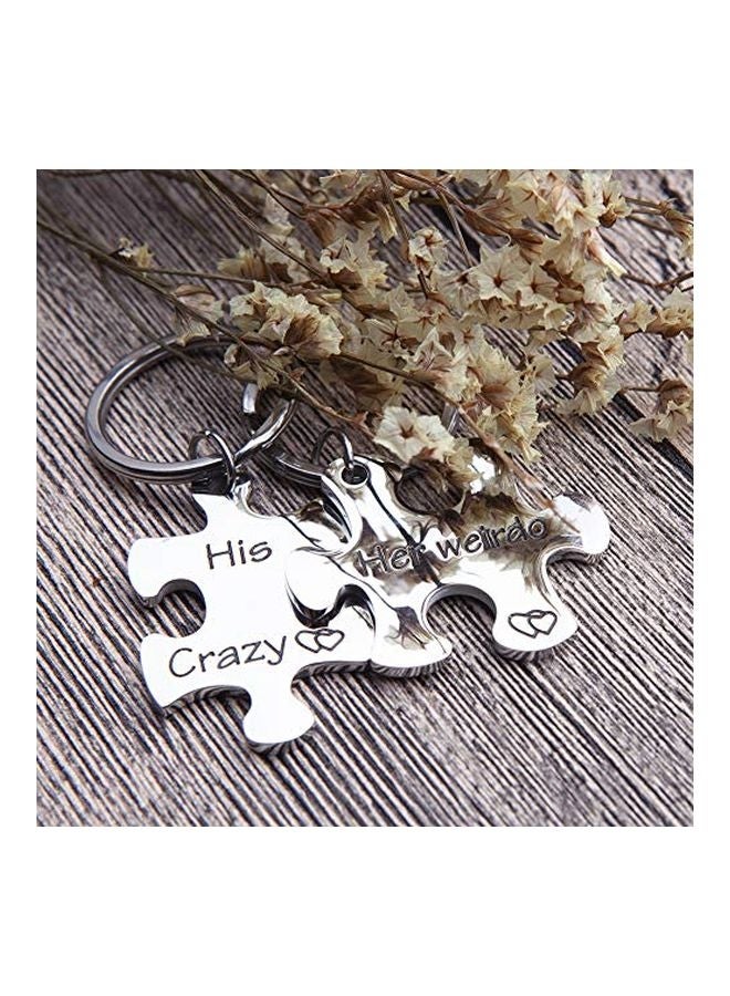 Fleure Esme Couples Keychain Set Silver/Black - Image 3