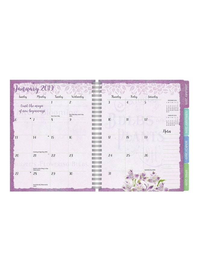 LANG - 2019 Botanical Inspiration Planner Purple/Yellow/Red - Image 1