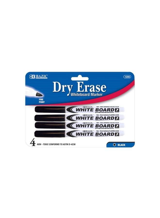 4-Piece Dry-Erase Whiteboard Marker Black/White
