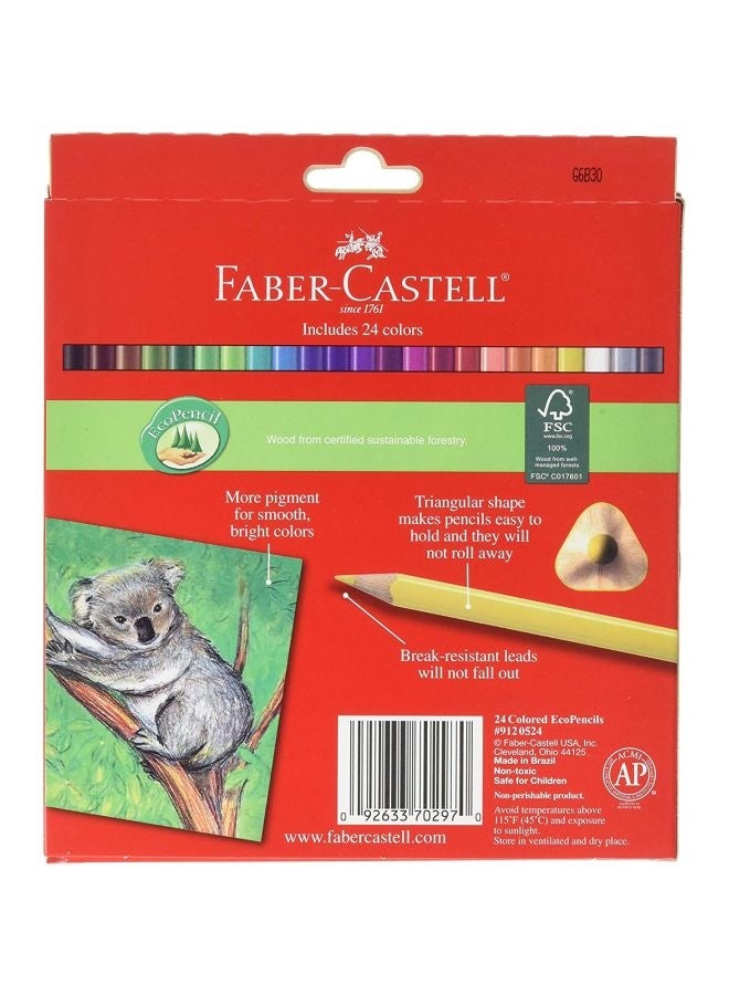 FABER-CASTELL - 24-Piece Triangular Coloured Eco Pencils Yellow/Blue/Pink - Image 1