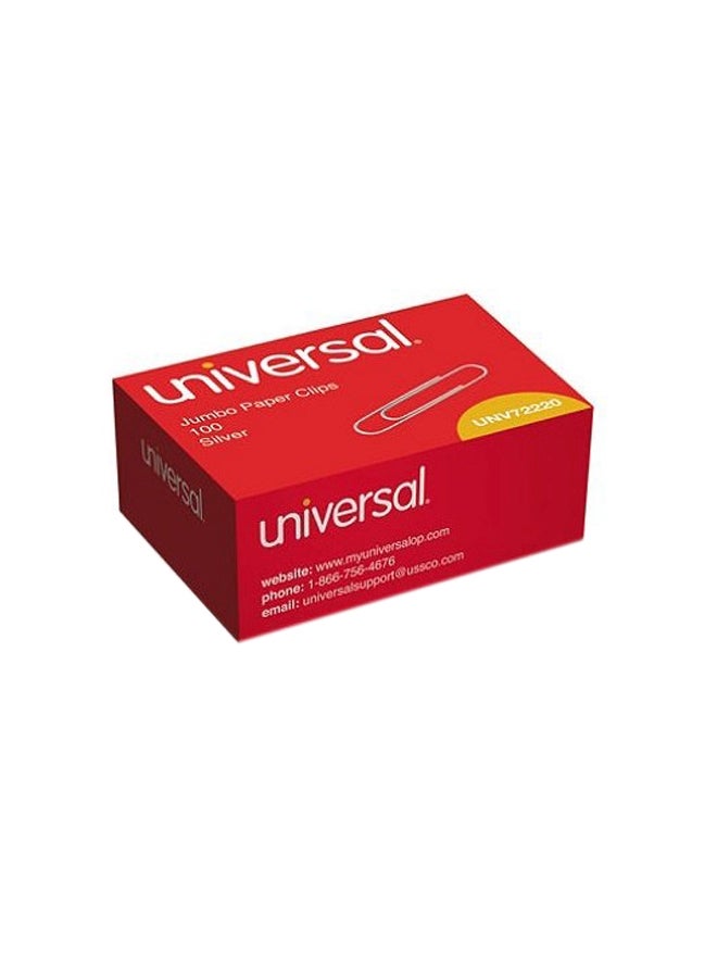 UNIVERSAL 100-Piece Jumbo Paper Clip Set Silver 