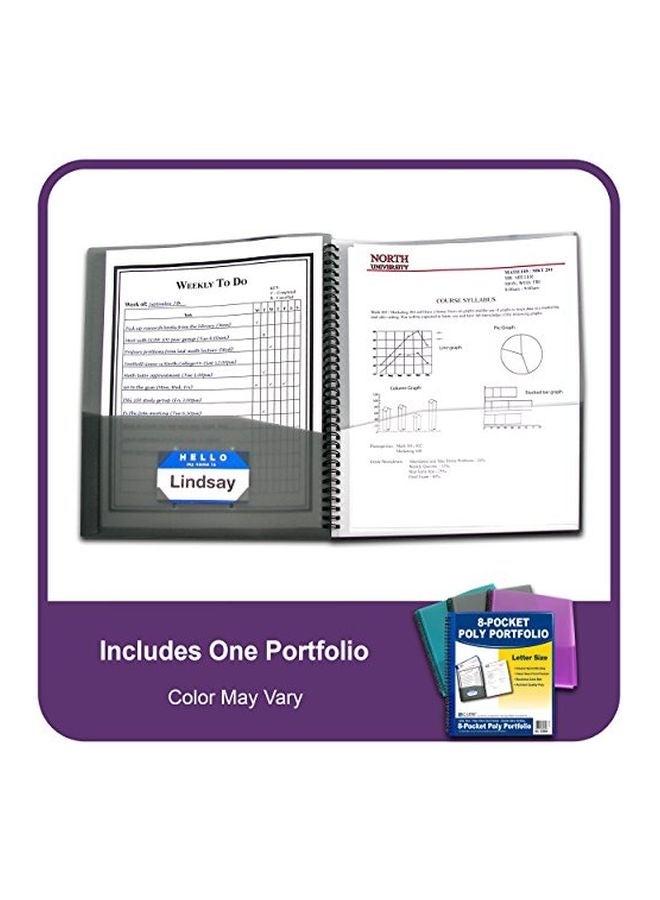 C-Line C-Line 8-Pocket Spiral-Bound Poly Portfolio, Letter Size, 1 Portfolio, Color May Vary (33080)  - Image 2