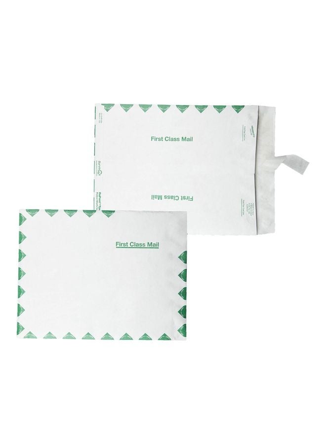 كوالتي بارك 100 ظرف بريد عالي الجودة أبيض/أخضر - Image 1