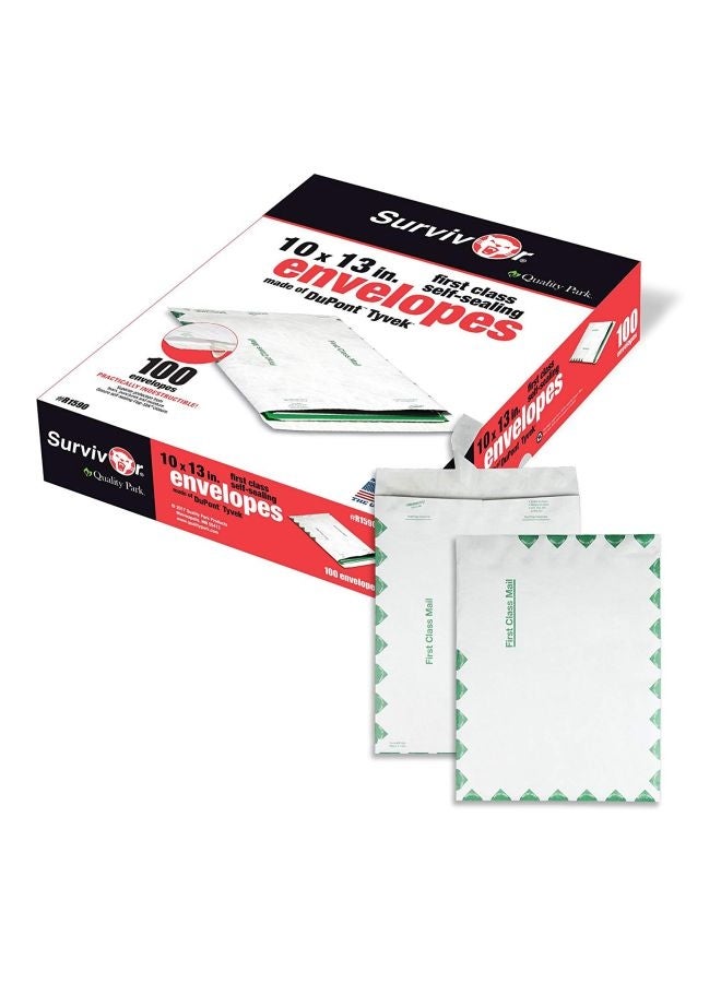 كوالتي بارك 100 ظرف بريد عالي الجودة أبيض/أخضر - Image 4