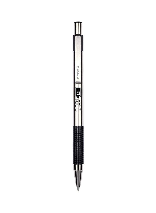 Zebra Pen - 2-Piece F-301 Retractable Ballpoint Pen Silver/Black - Image 1