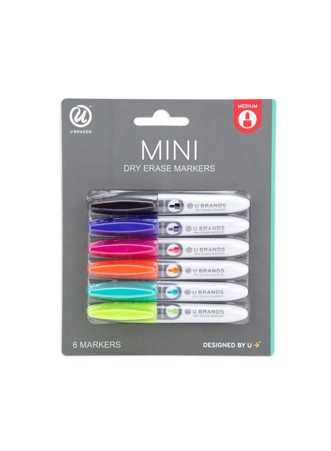 U Brands U Brands Low Odor Mini Dry Erase Markers, Medium Point, Assorted Colors, 6-Count  - Image 2