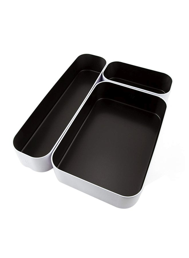 ثري باي ثري صندوق تجميع خاص بتنظيم الدرج مُكوَّن من 3 قطع أسود/ فضي - Image 1