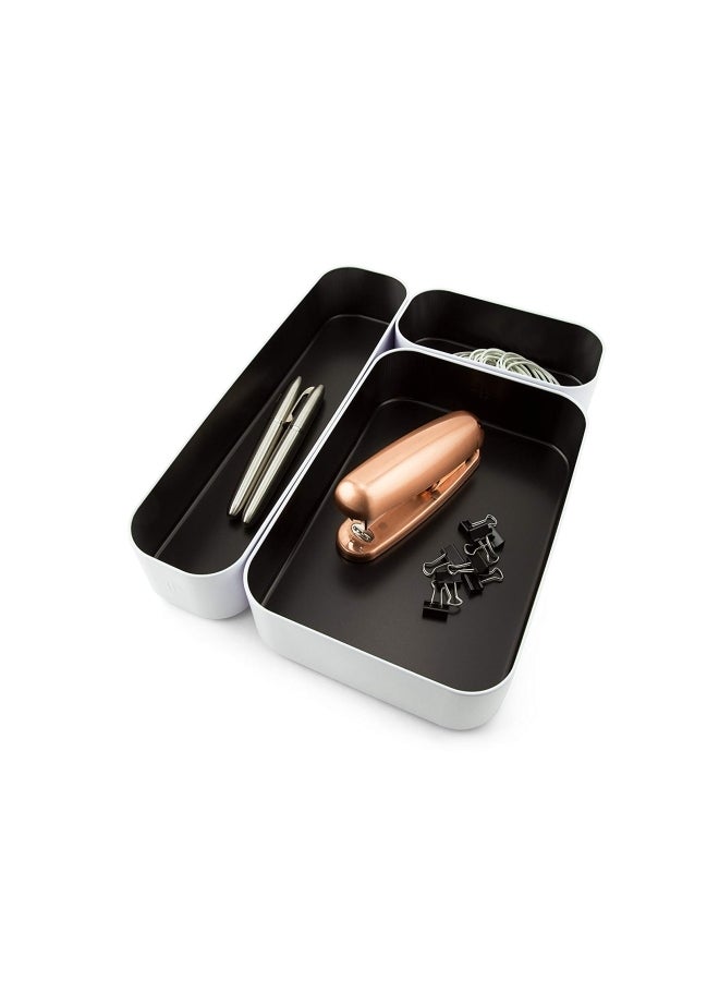 ثري باي ثري صندوق تجميع خاص بتنظيم الدرج مُكوَّن من 3 قطع أسود/ فضي - Image 2