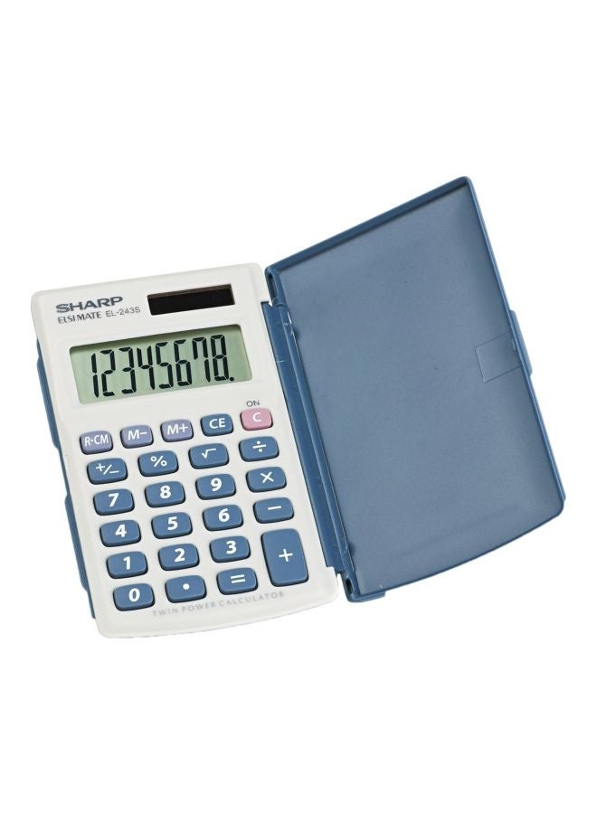 شارب آلة حاسبة بمصدرين للطاقة سعة 8 أرقام أبيض/أزرق