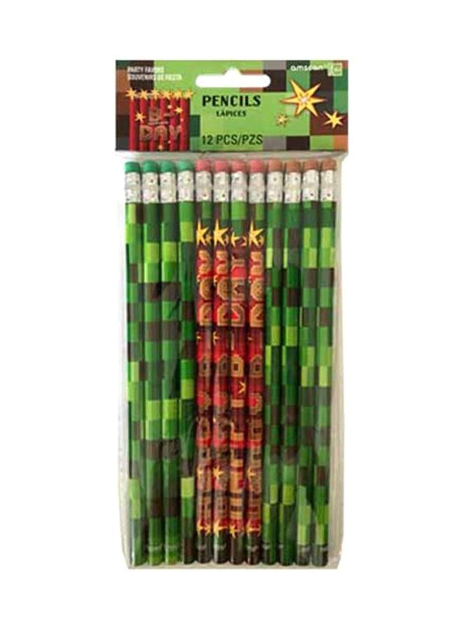 12-Piece Pencil Set Green/Red