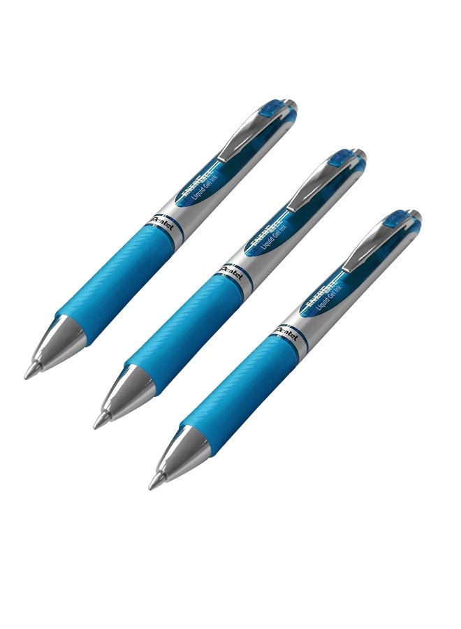 Pentel 3-Piece EnerGel Retractable Gel Ink Pen Set Blue/Silver - Image 1