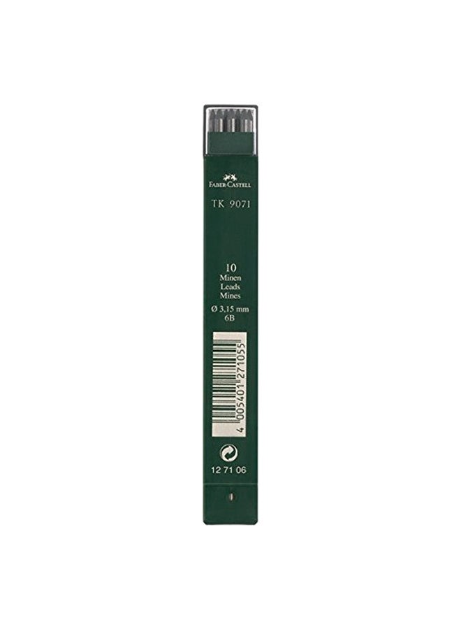 FABER-CASTELL - 10-Piece Tk9071 6B Lead Set Green - Image 1