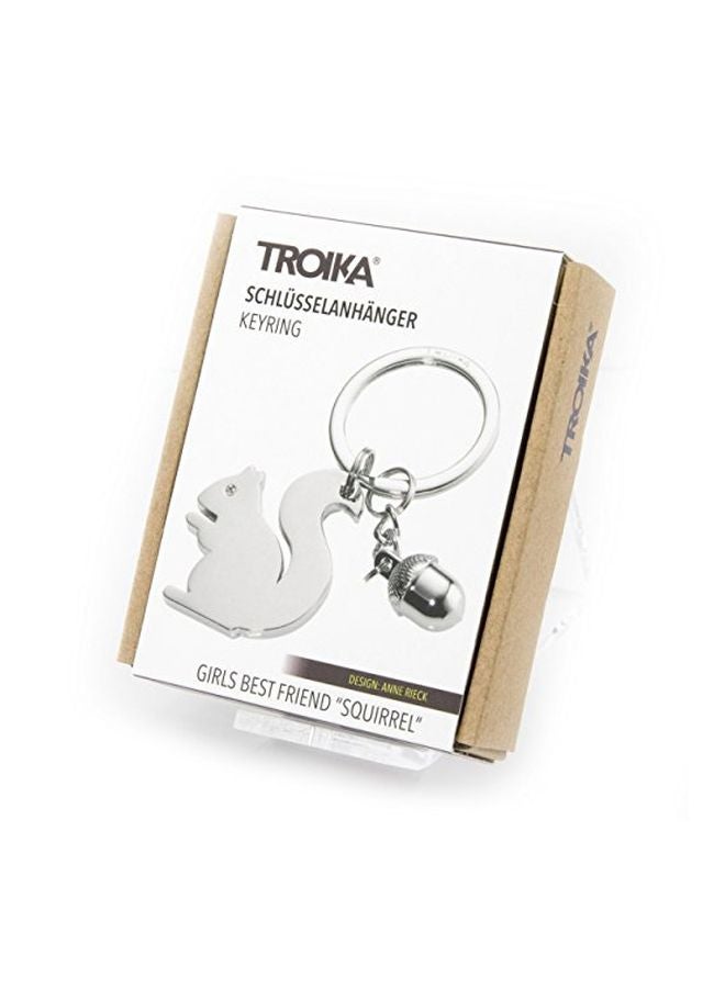 ترويكا حلقة مفاتيح بتصميم سنجاب وثمرة بلوط فضي رمادي - Image 2