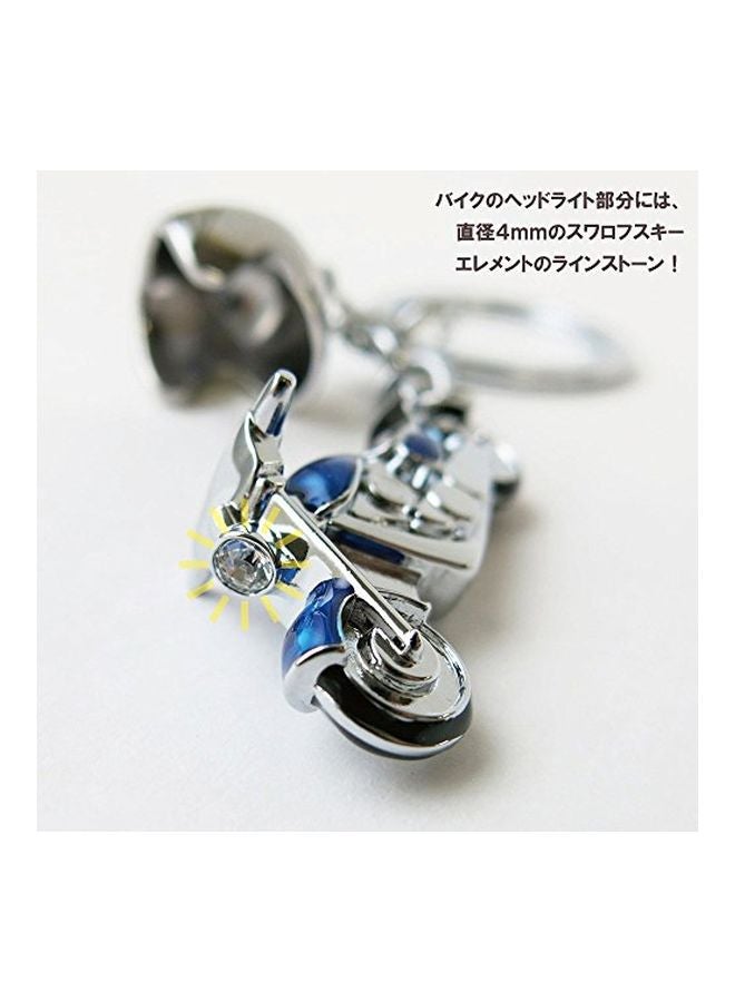 ترويكا حلقة مفاتيح بتصميم دراجة نارية بحرية فضي / أزرق - Image 3