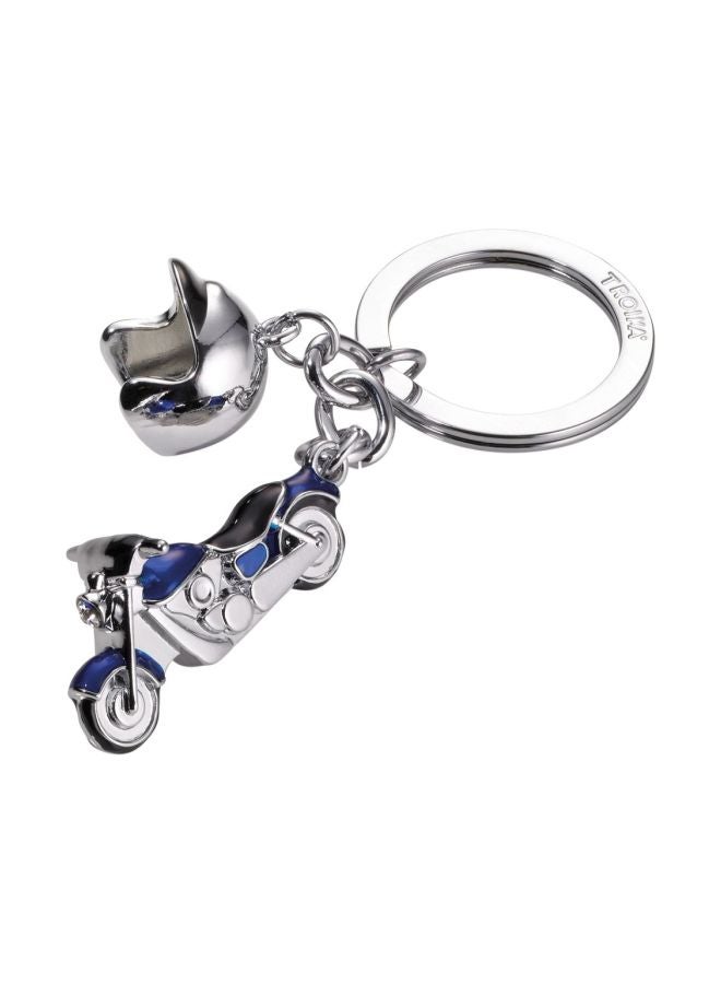 ترويكا حلقة مفاتيح بتصميم دراجة نارية بحرية فضي / أزرق - Image 1