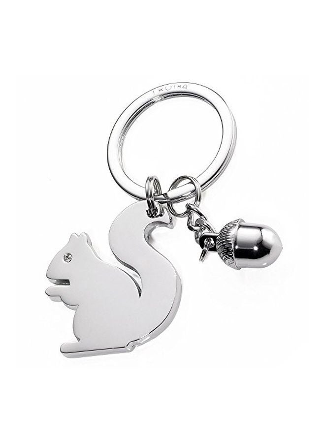 ترويكا حلقة مفاتيح بتصميم سنجاب وثمرة بلوط فضي رمادي - Image 3