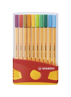 20-Piece Point 88 Fineliner Pen Set Yellow/Green/Blue