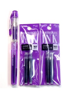 New Preppy Fountain Pen With 4 Ink Cartridge Set Violet/Clear - v1552581918/N21987691A_2