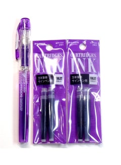 Platinum New Preppy Fountain Pen With 4 Ink Cartridge Set Violet/Clear  - Image 2