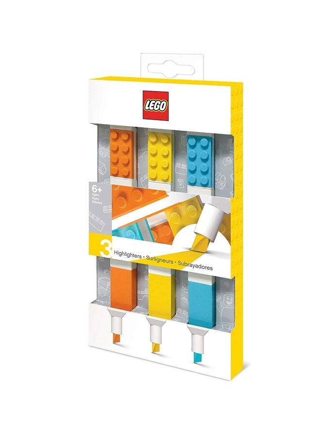 ليغو أقلام ماركر هايلايتر بتصميم مكعبات بناء من 3 قطع أصفر/برتقالي/أزرق - Image 2