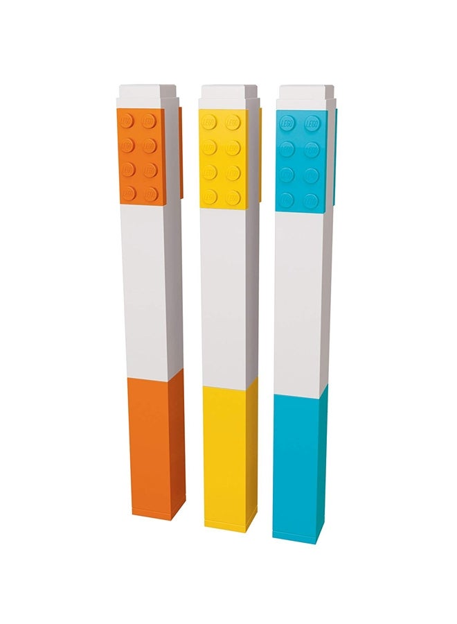 ليغو أقلام ماركر هايلايتر بتصميم مكعبات بناء من 3 قطع أصفر/برتقالي/أزرق - Image 4