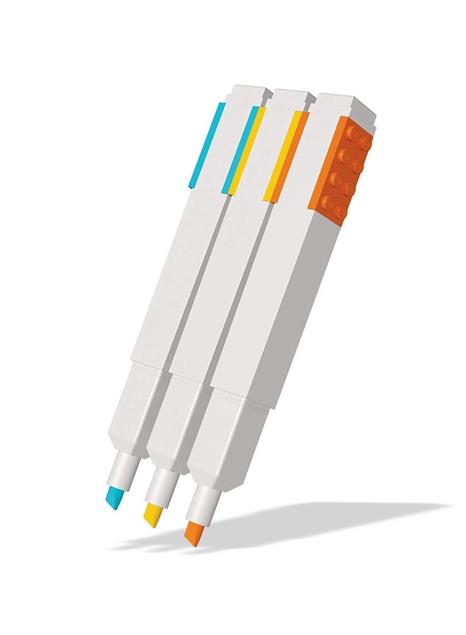 ليغو أقلام ماركر هايلايتر بتصميم مكعبات بناء من 3 قطع أصفر/برتقالي/أزرق - Image 3