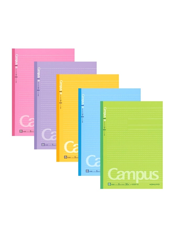 Kokuyo Co., Ltd. 5-Piece Campus Todai Series Pre-Dotted Notebook Set Green/Blue/Yellow - Image 1