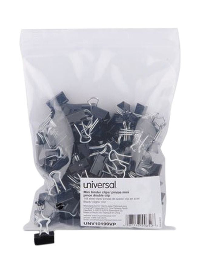 UNIVERSAL 144-Piece Universal Mini Binder Clips Black/Silver 