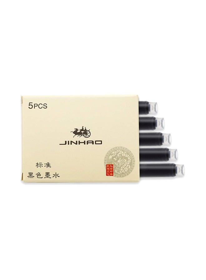 JINHAO Pack Of 5 Fountain Pen Ink Cartridge Black - Image 1
